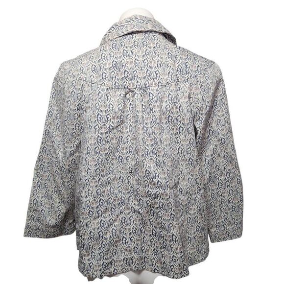 Sonoma Life + Style button front jacket blue grey print large cotton new - Picture 4 of 8